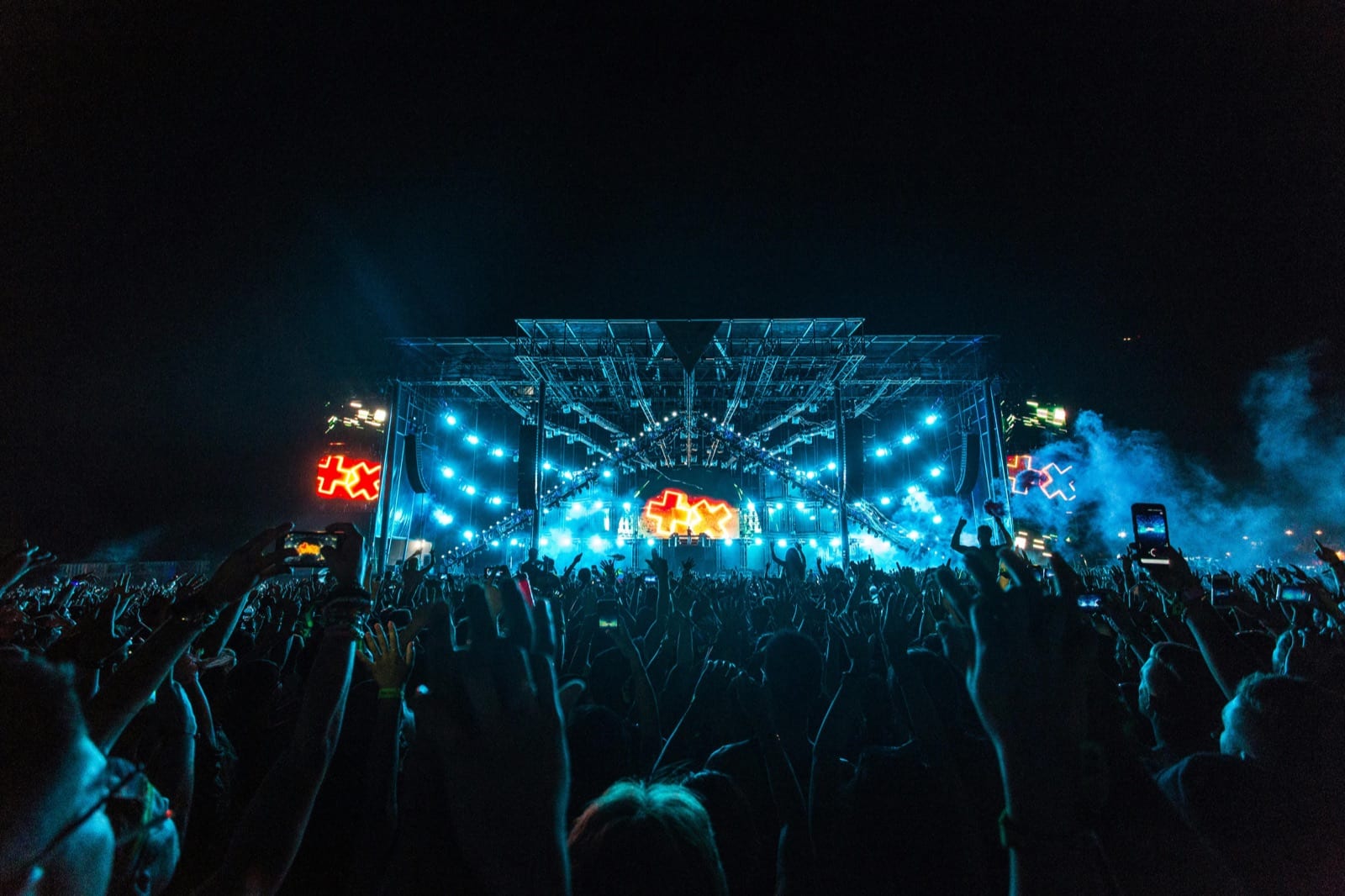 A packed Saucy Festival crowd at night